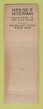Matchbook Cover - Hedge's Wigwam Detroit MI
