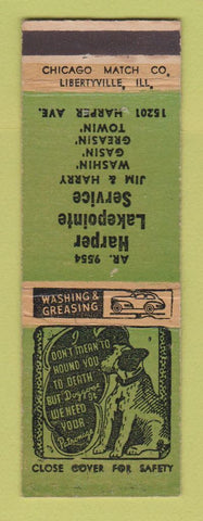 Matchbook Cover - Harper Lakepointe Service Detroit? MI GREEN Mobil oil gas