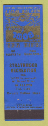 Matchbook Cover - Bowling School Strathmoor Recreation Detroit MI