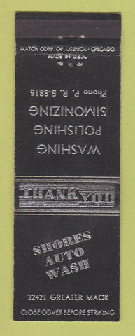 Matchbook Cover - Shores Auto Wash Car Detroit MI
