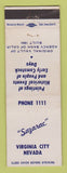 Matchbook Cover - Sazarac Virginia City NV