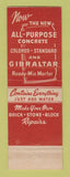 Matchbook Cover - Gibraltar Concrete Lutz Lumber Coal Detroit MI