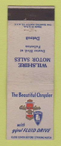 Matchbook Cover - Wilshire Motors Chrysler Plymouth Detroit MI