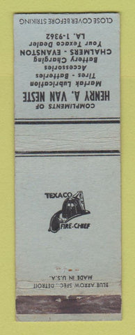 Matchbook Cover - Texaco oil gas Henry Van Neste Detroit MI WEAR