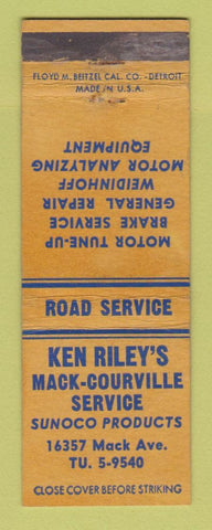 Matchbook Cover - Ken Riley's Mack Courville Sunoco oil gas Detroit MI WEAR