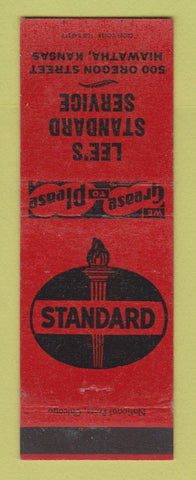Matchbook Cover - Lee's Standard oil gas Hiawatha KS