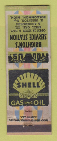 Matchbook Cover - Brighton's Shell oil gas Roscommon MI WEAR