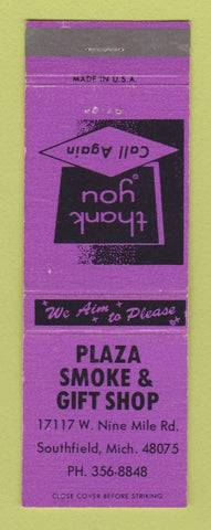 Matchbook Cover - Plaza Smoke Gift Shop tobacco Southfield MI