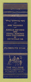 Matchbook Cover - The Hillside Restaurant Plymouth MI