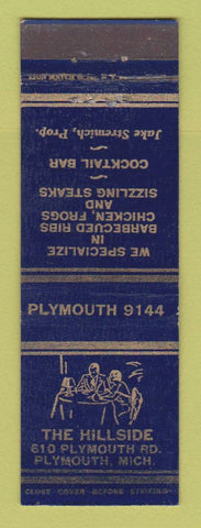 Matchbook Cover - The Hillside Restaurant Plymouth MI