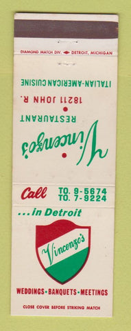 Matchbook Cover - Vincenzo's Italian Restaurant Detroit MI