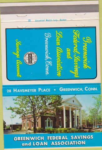 Matchbook Cover - Greenwich Federal Savings  and  Loan CN 40 Strike