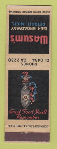 Matchbook Cover - Wasum's Restaurant Detroit MI
