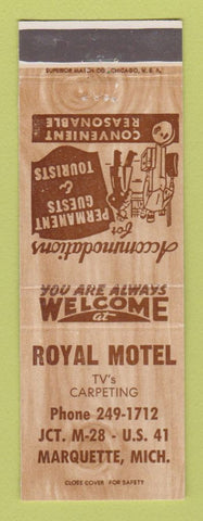 Matchbook Cover - Royal Motel Marquette MI