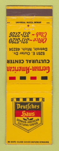Matchbook Cover - Deutsches Haus German Cultural Center Detroit MI WEAR