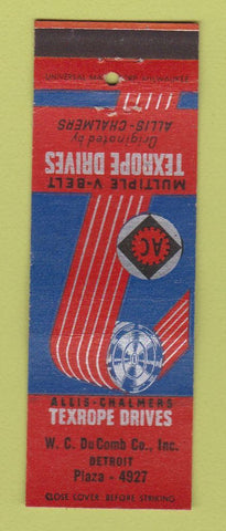 Matchbook Cover - Allis Chalmers Texrope Drives Detroit MI WC DuComb