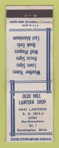 Matchbook Cover - Olde Mill Lantern Shop Farmington MI