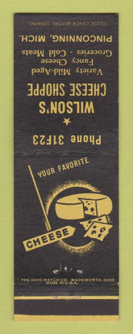 Matchbook Cover - Wilson's Cheese Shoppe Pinconning MI