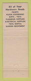 Matchbook Cover - Shores Cut Rate Hardware St Clair Shores MI