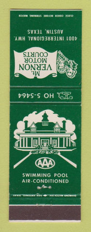 Matchbook Cover - Mount Vernon Motor Courts motel Austin TX