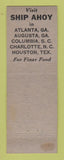 Matchbook Cover - Ship Ahoy Restaurant Atlanta GA