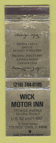 Matchbook Cover - Wick Motor Inn Youngstown OH WORN