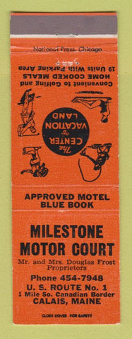 Matchbook Cover - Milestone Motor Court Calais ME