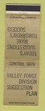 Matchbook Cover - Valley Forge Division Suggestion Plan DD Bean