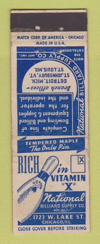 Matchbook Cover - National Billiard Bowling Supply Chicago IL