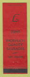 Matchbook Cover - Froehlich Quality Sausages Detroit MI WEAR