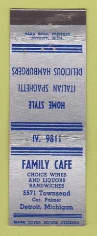 Matchbook Cover - Family Cafe Detroit MI
