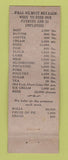 Matchbook Cover - Pete's Wigwam Cafe Traverse City MI WEAR