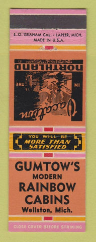 Matchbook Cover - Gumtow's Modern Rainbow Cabins Wellston MI