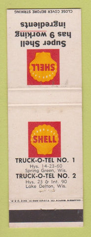 Matchbook Cover - Shell oil gas Spring Green Lake Delton WI WEAR