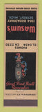 Matchbook Cover - Wasum's Restaurant Detroit MI