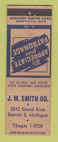 Matchbook Cover - JM Smith Grinding Detroit MI