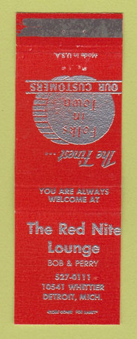 Matchbook Cover - Red Nite Lounge Detroit MI