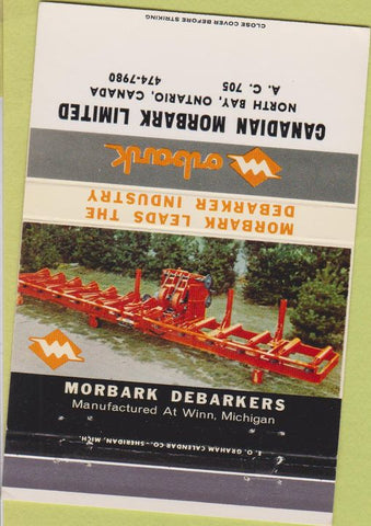 Matchbook Cover - Morbark Debarkers Canadian Ltd North Bay ON 40 Strike