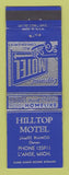 Matchbook Cover - Hilltop Motel L'Anse MI