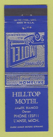 Matchbook Cover - Hilltop Motel L'Anse MI