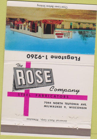 Matchbook Cover - Rose Steel Fabricators Milwaukee WI 40 Strike