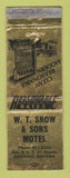 Matchbook Cover - WT Snow Sons Motel Kokomo IN WORN