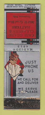 Matchbook Cover - Cass Grand Cleaners Hatters DQ girlie WORN