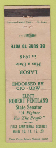 Matchbook Cover - Robert Pentland State Senator Election 1948 WEAR