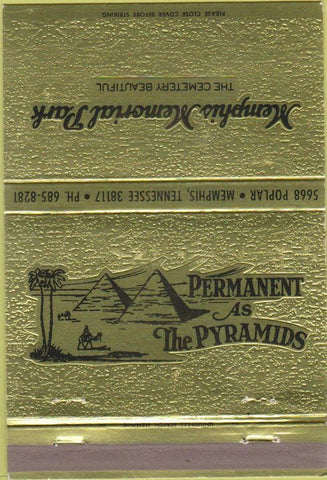 Matchbook Cover - Memphis Memorial Park Cemetary Memphis TN 40 Strike