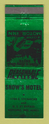 Matchbook Cover - Snow's Motel Kokomo IN