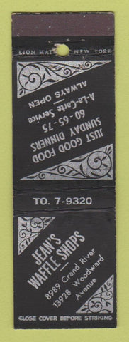 Matchbook Cover - Jean's Waffle Shops Detroit MI
