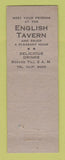 Matchbook Cover - English Tavern Detroit MI