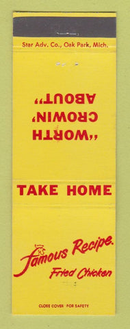 Matchbook Cover - Famous Recipe Fried Chicken Lincoln Park St Clair Shores MI