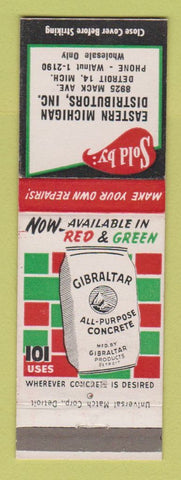Matchbook Cover - Gibraltar Concrete Eastern Michigan Dist Detroit MI